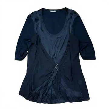 BRUNELLO CUCINELLI 실크 튜닉 티셔츠 블랙 7부 기장