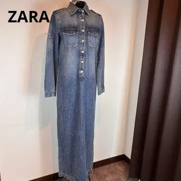 ZARA S 데님 롱 원피스 택 포함 새상품 8590엔 뒷 슬릿 면