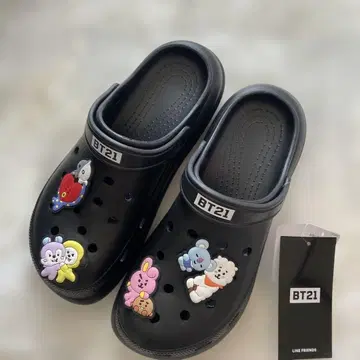 BTS BT21 크로그 블랙 참 포함 샌들 남성용 M 사이즈