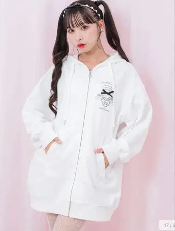 Honey Cinnamon 백 프린트 지퍼 후드티 화이트 FREE