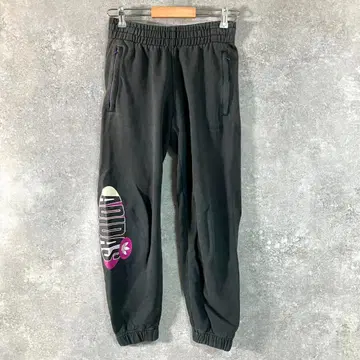 adidas 스웨트 팬츠 블랙 로고 프린트 스트레이트 코튼