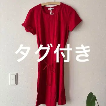 타미힐피거 반팔 레드 원피스 M