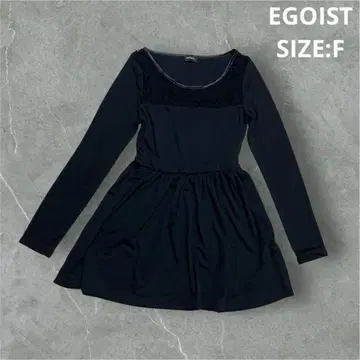 EGOIST 블랙 레이스 포함 긴팔 미니 원피스