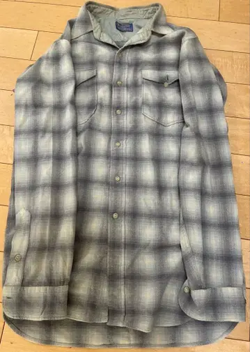 50s 60s Pendleton 옴브레 체크 울 셔츠