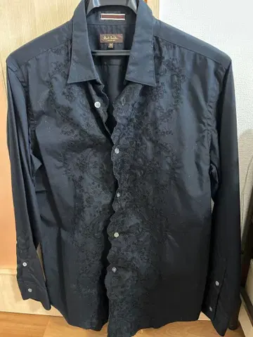 Paul Smith 컬렉션 블랙 긴팔 셔츠 M 플라워 자수