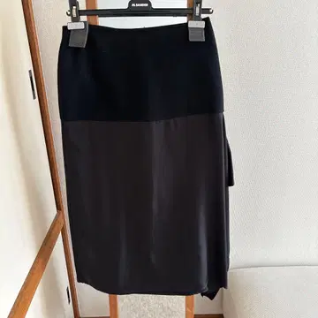 질 샌더 울 새틴 롱 스커트