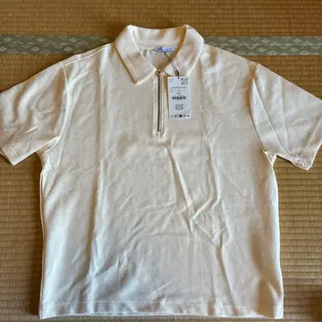 ZARA 크림색 지퍼 피케 셔츠 L