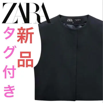 새상품 미사용 ZARA 패드 숏 베스트 XS 네이비 택 포함