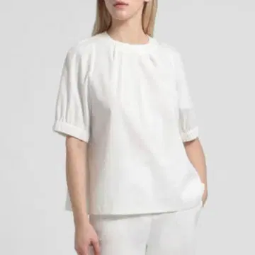 띠어리 럭스 워셔블 린넨 블라우스 24SS Theory luxe 화이트