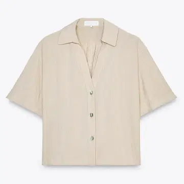 [ 미사용 새상품 ] ZARA 자라 숏 슬리브 반팔 셔츠 베이지 XS