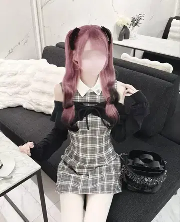 미셸 마카롱 허니 뮤우 오프숄더 볼레로 체크 앙상블 원피스