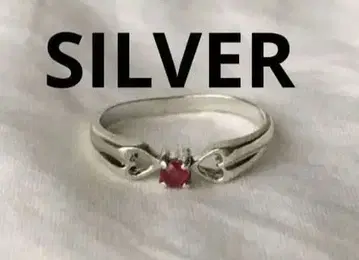빈티지 루비 실버 반지 SILVER 하트 리본