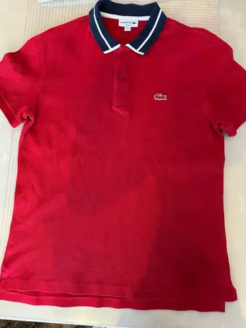 LACOSTE 레드 피케 셔츠 US L