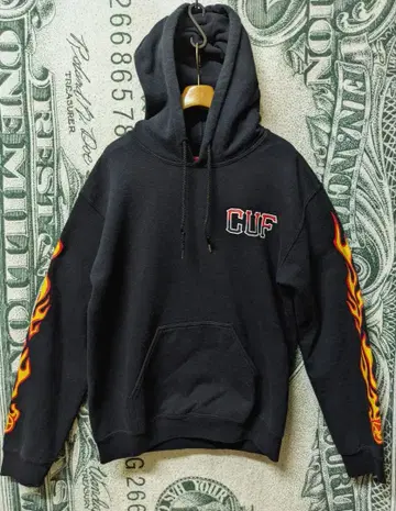 Challenger x HUF 콜라보 후드티 파이어 패턴 블랙 SK8