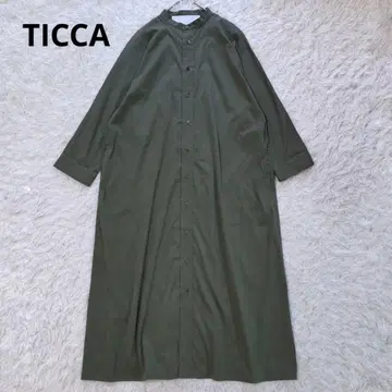 TICCA 티카 텐트 셔츠 원피스 롱 밴드 카라 카키