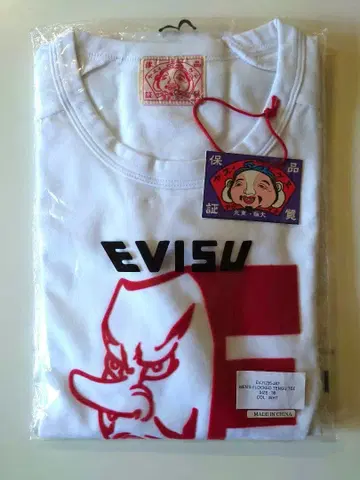 새상품 EVISU 에비수 T셔츠 TENGU 텐구 화이트