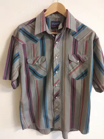 90s Wrangler 반팔 멀티 스트라이프 웨스턴 셔츠 XL