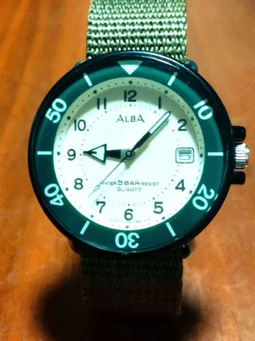 SEIKO 알바 남성용 쿼츠 손목시계 작동품 배터리 교환 완료 날짜