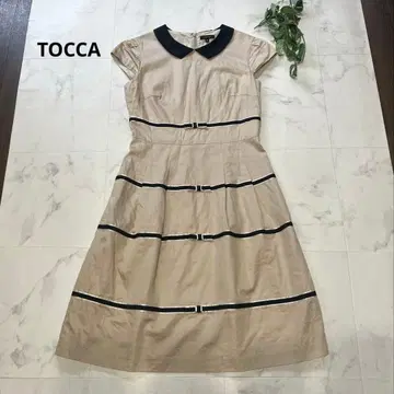새상품급 TOCCA 카라 부착 A라인 원피스 리본 사이즈 0 클리닝 완료