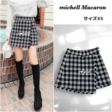 미셸 마카롱 트위드 미니 큐롯 XS 블랙 숏팬츠