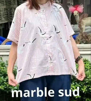 새상품 마블슈드 황새 반팔 셔츠