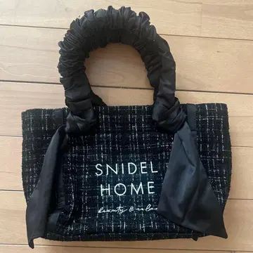 SNIDEL HOME 블랙 트위드 로고 토트백