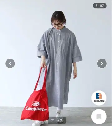 PAR ICI BIG 셔츠 원피스 체크 블랙