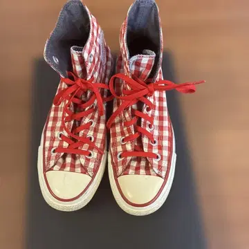 CONVERSE ALL STAR 하이컷 스니커즈 빨흰 깅엄 체크