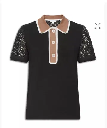 REISS 레이스 슬리브 블랙 피케 셔츠 반팔