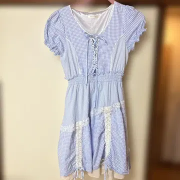 axes femme 스카이블루 깅엄 체크 원피스 M 사이즈