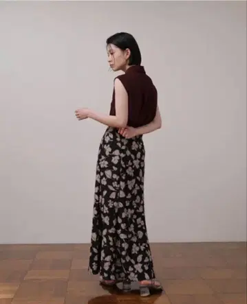 NATURAL BEAUTY BASIC 자카드 프린트 머메이드 스커트
