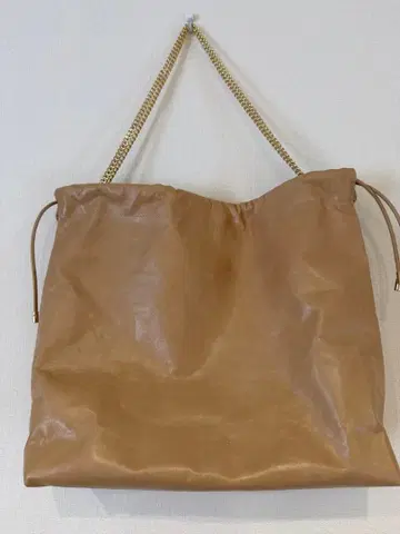 테디 블레이크 뉴욕 베이지 가죽 드로우 스트링 백
