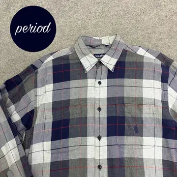 P3328 90s NAUTICA 체크 긴팔 코튼 셔츠
