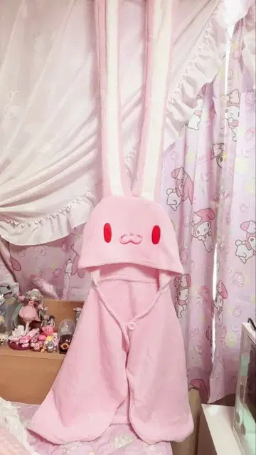 범용 토끼 후드 담요 판초