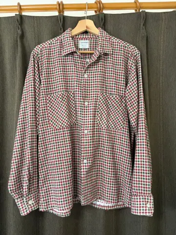 50s 60s 프린트 플란넬 셔츠 vintage