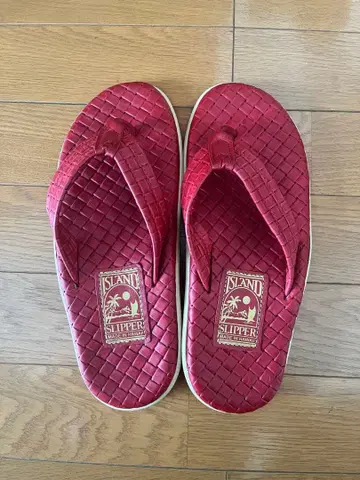 ISLAND SLIPPER 레드 샌들 뜨개질 빨간색 US8 26cm