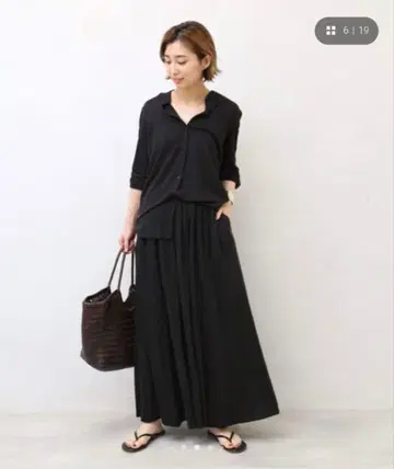 J-LINEN MUSE 린넨 100 맥시 스커트 블랙 롱