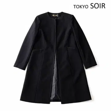 택 포함 미사용 TOKYO SOIR 노카라 롱 자켓 7 블랙