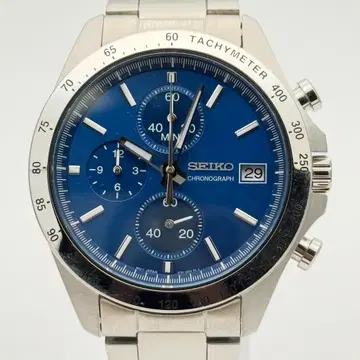 SEIKO 세이코 가동품 크로노그래프 파랑 다이얼 SS 8T67-00C0
