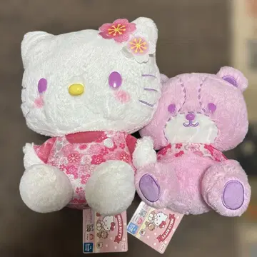 벚꽃 모티브 BIG 봉제 인형 키티, 타이니 참 2종 세트
