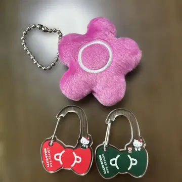 MARY QUANT 꽃 모양 키링과 키티 커피관 콜라보