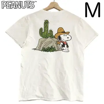 수입 구제 의류 Peanuts T셔츠 양면 프린트 스누피 웨스턴 스타일
