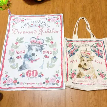 캐스키드슨 엘리자베스 즉위 60주년 에코백 코기 & 티타월