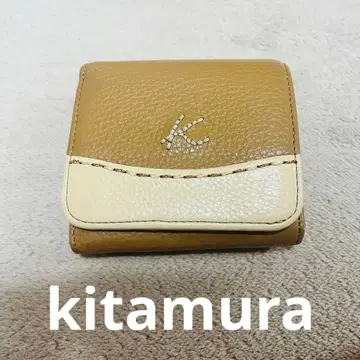 키타무라 kitamura 가죽 로고 여성용 반지갑 브라운