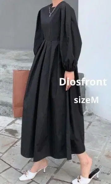 Diosfront 볼륨 슬리브 롱 원피스 M