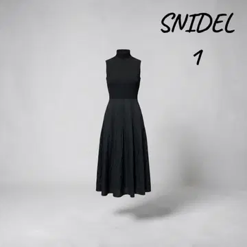 SNIDEL 니트 원피스 롱 원피스 블랙 슬리브리스 플레어
