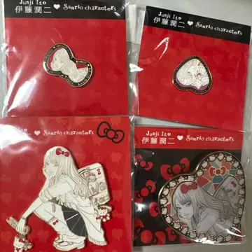 이토 준지 메탈 하트 배지 핀즈 갸루 토미에 x 헬로키티 산리오 콜라보