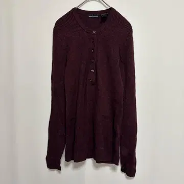모다 인터내셔널 무지 헨리넥 롱 슬리브 리브 M 면