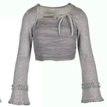 Rilly emulie Bust Gather Tulle Tops 그레이