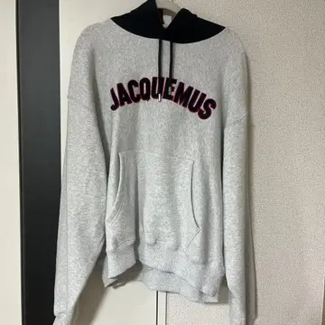 JACQUEMUS 후드 부착 후드티 그레이/블랙/레드